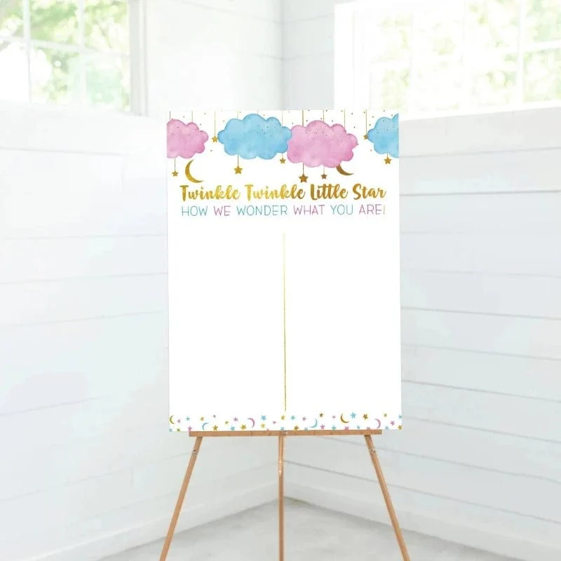 Gender Reveal Poster with Voting Stickers - Twinkle Twinkle Little Star - Image 3