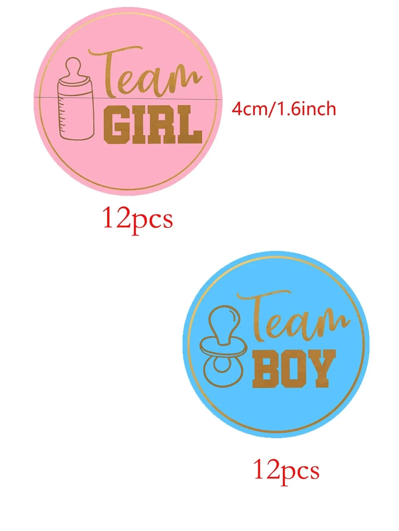Gender Reveal Stickers - Team Boy & Team Girl - Image 2