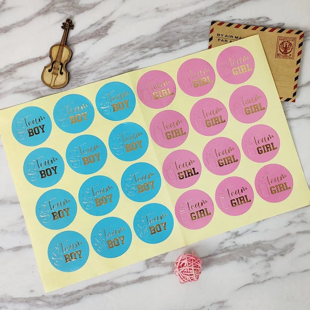 Gender Reveal Stickers - Team Boy & Team Girl - Image 3