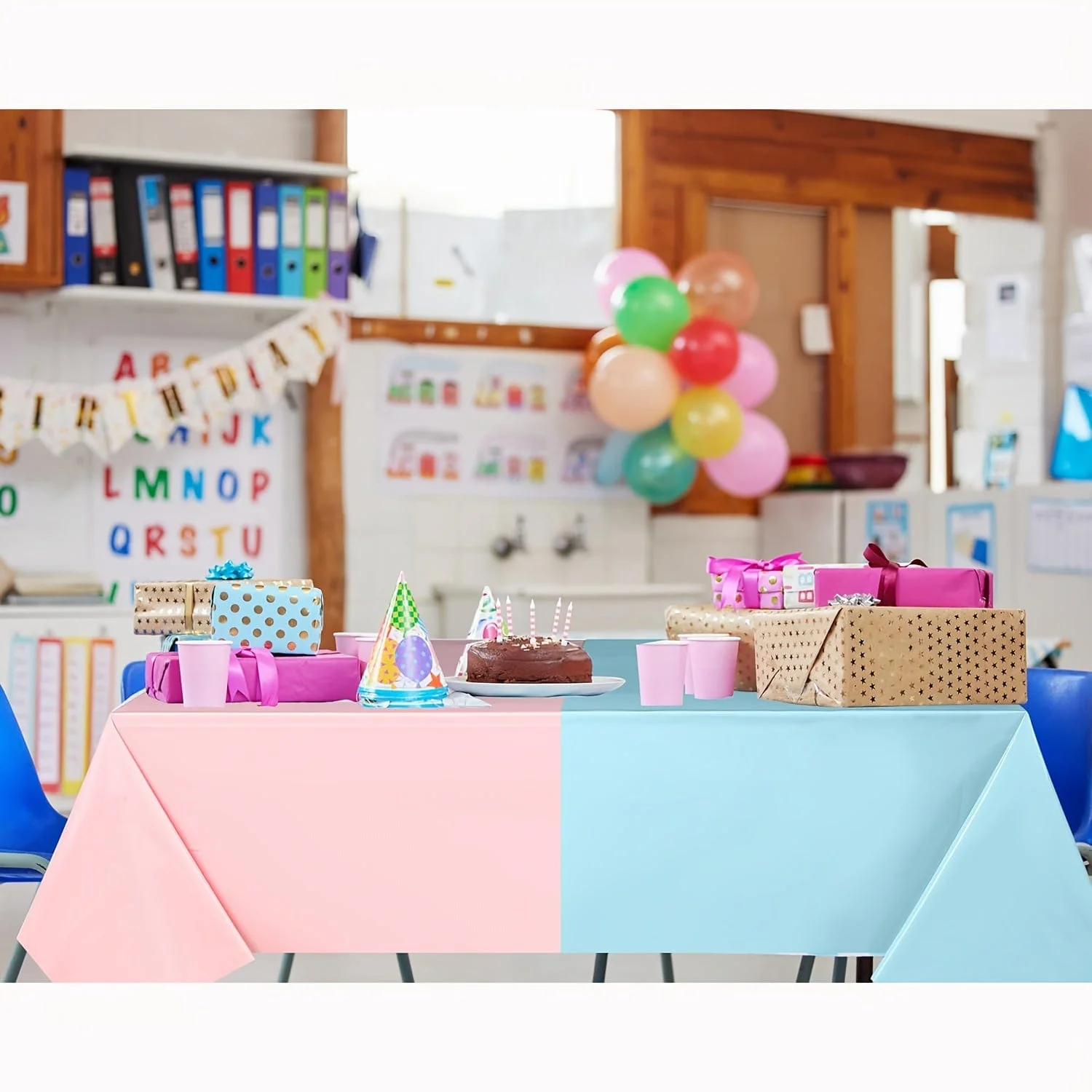 Gender Reveal Tablecloths - Pink & Blue - Image 4
