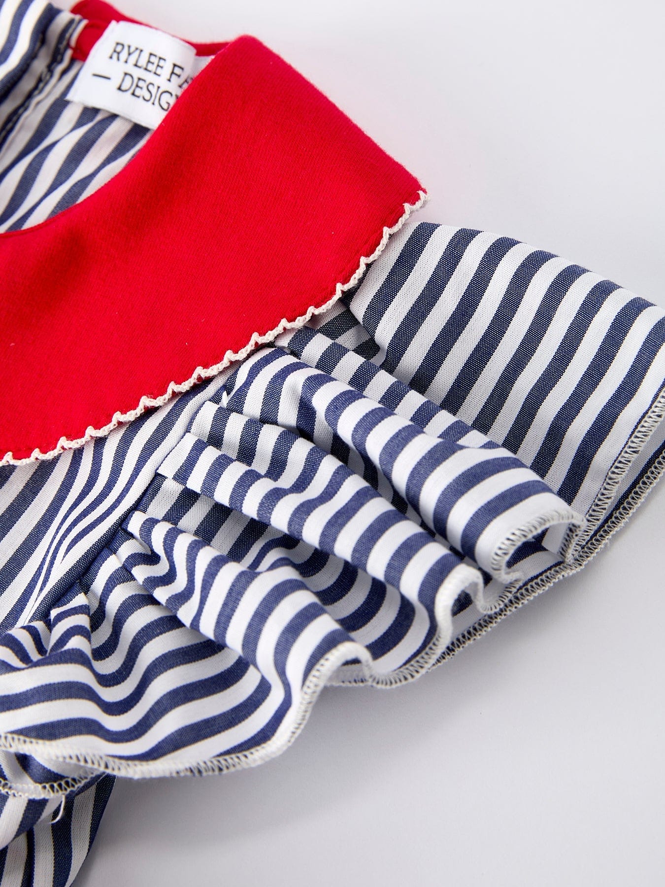 Girls Baseball Team Outfit - Striped Ruffle Sleeve Dress with Ball Design - Image 3