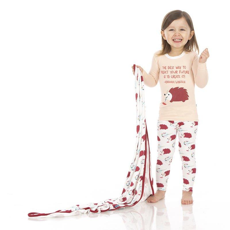 Girl's Bamboo Long Sleeve Graphic Tee Pajama Set - Natural Art Class - Image 2