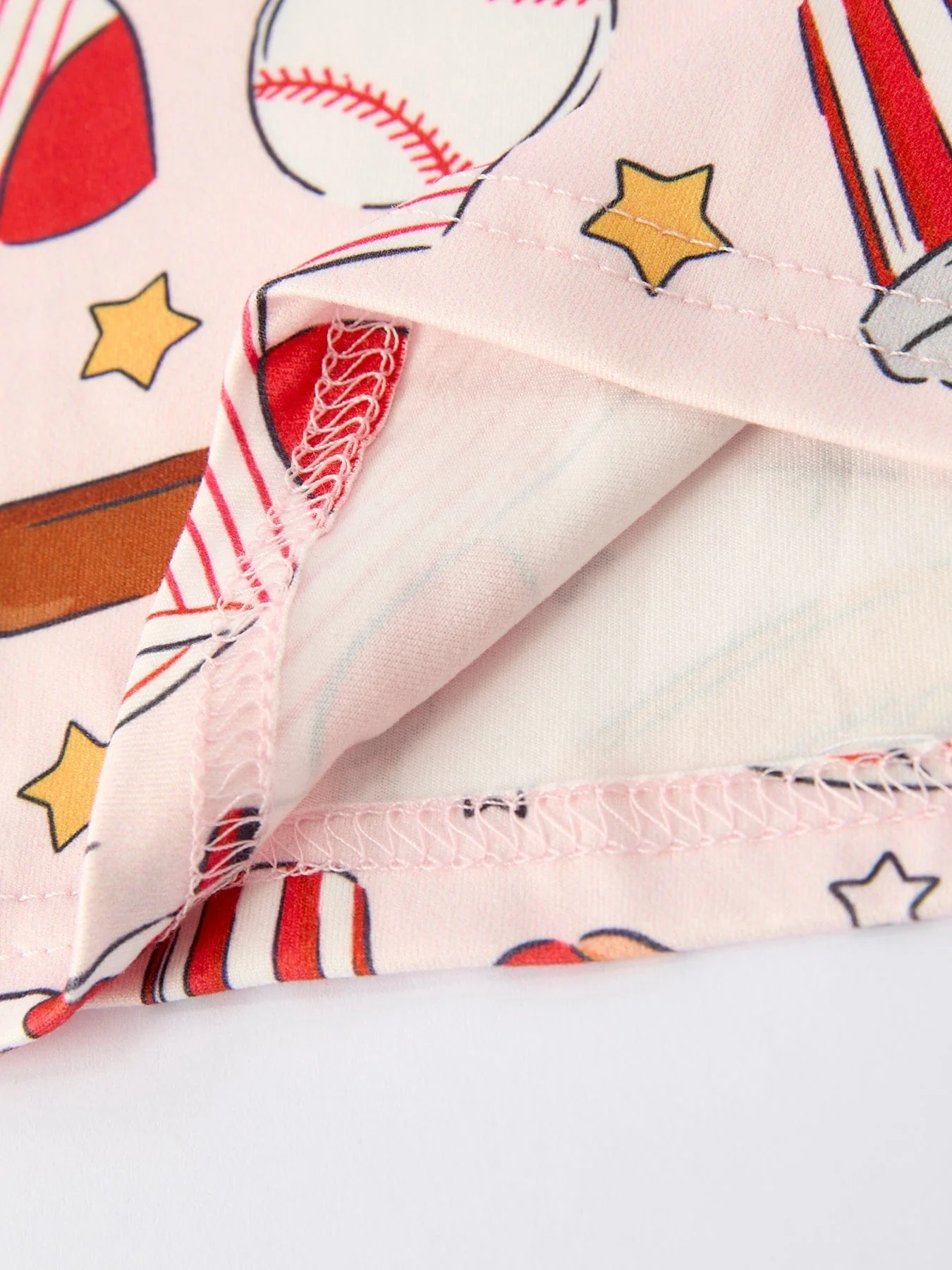 Girls Pajama Set with Red Bows Baseball Print - Image 5