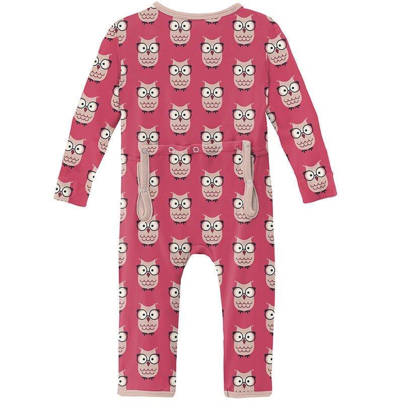 Girl's Print Bamboo Coverall with Zipper - Taffy Wise Owls - Image 2
