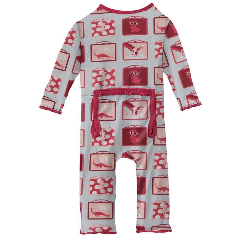 Girl's Print Bamboo Muffin Ruffle Coverall with Zipper - Illusion Blue Lunchboxes - Image 4