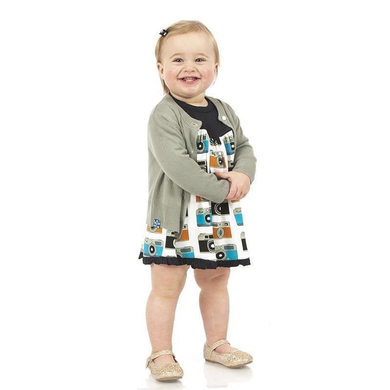 Girl's Print Bamboo Classic Long Sleeve Swing Dress - Mom's Camera - Image 2