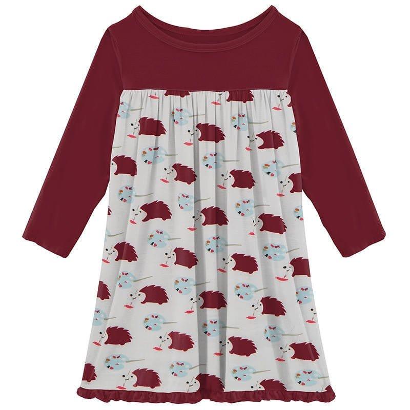 Girl's Print Bamboo Classic Long Sleeve Swing Dress - Natural Art Class