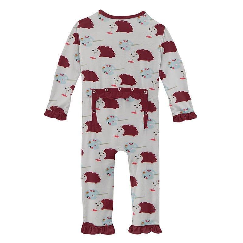 Girl's Print Bamboo Classic Ruffle Coverall with Zipper - Natural Art Class - Image 2