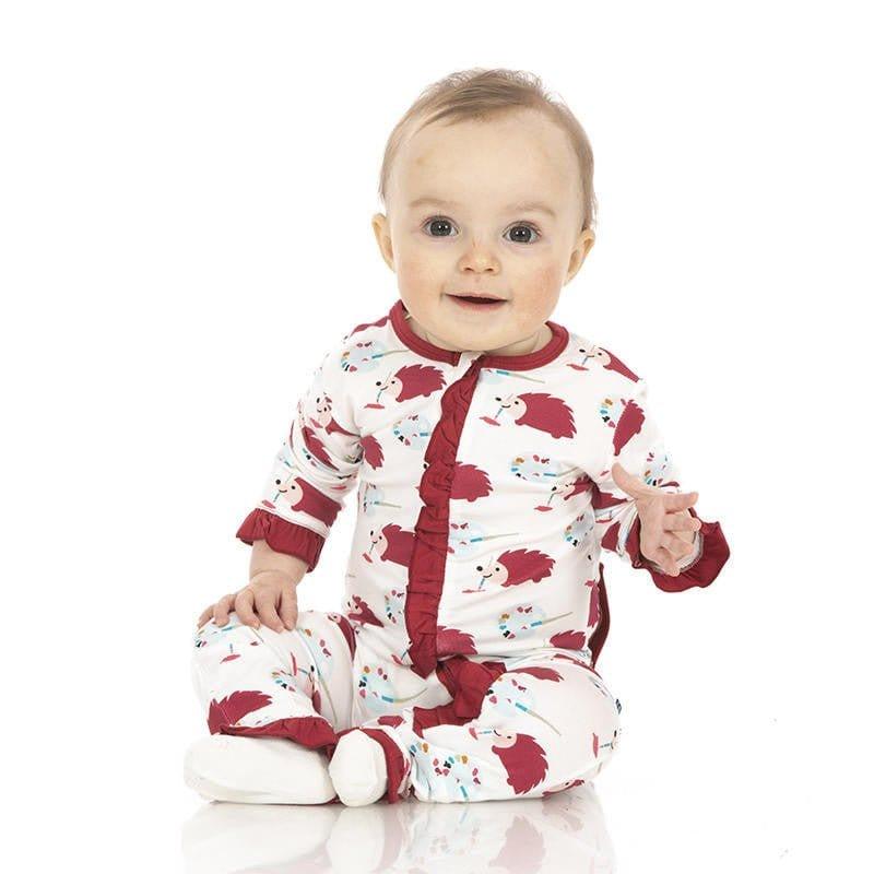 Girl's Print Bamboo Classic Ruffle Coverall with Zipper - Natural Art Class - Image 3