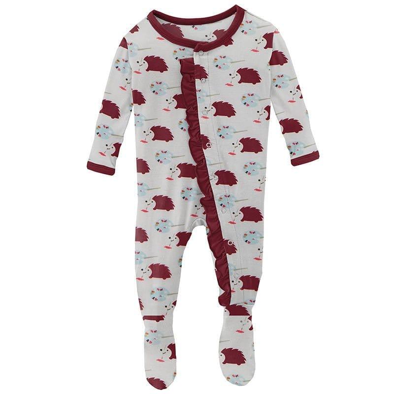 Girl's Print Bamboo Classic Ruffle Footie with Snaps - Natural Art Class