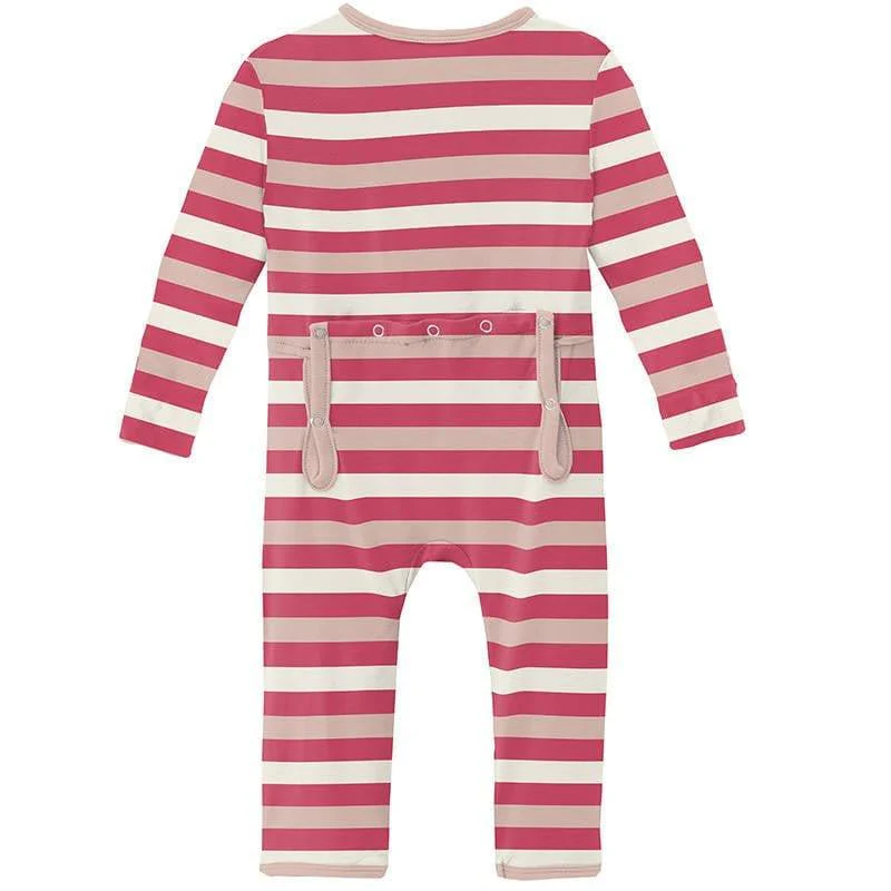 Girl's Print Bamboo Coverall with Zipper - Hopscotch Stripe - Image 3