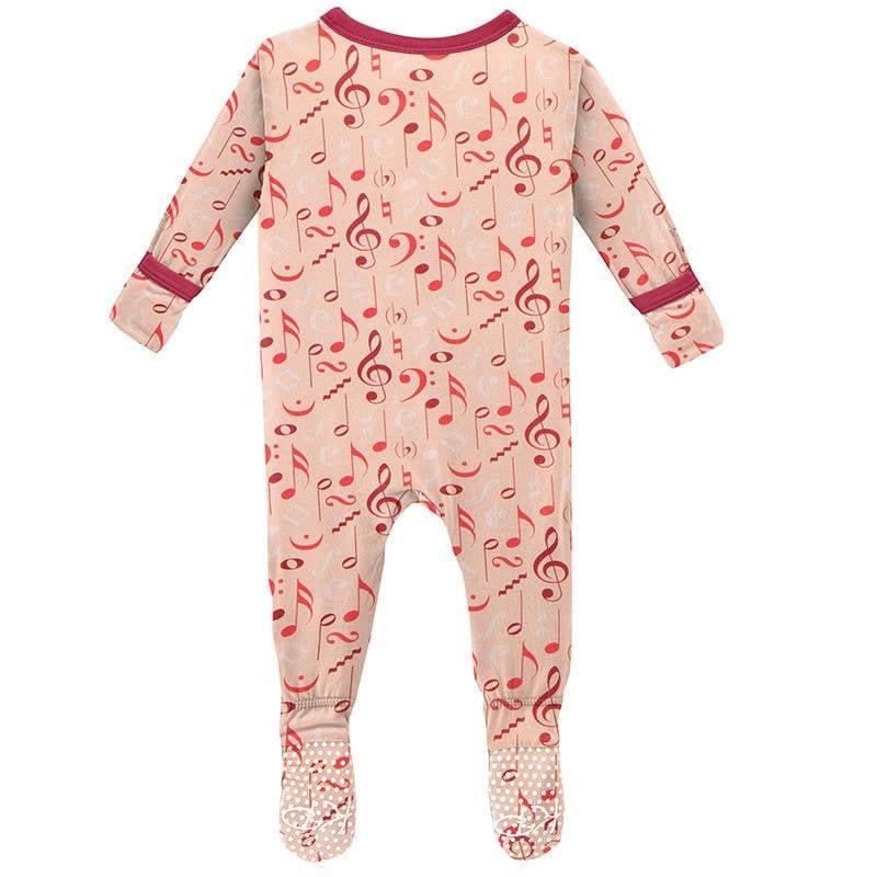 Girl's Print Bamboo Footie with Snaps - Peach Blossom Music Class - Image 2
