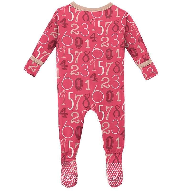 Girl's Print Bamboo Footie with Snaps - Taffy Math - Image 2