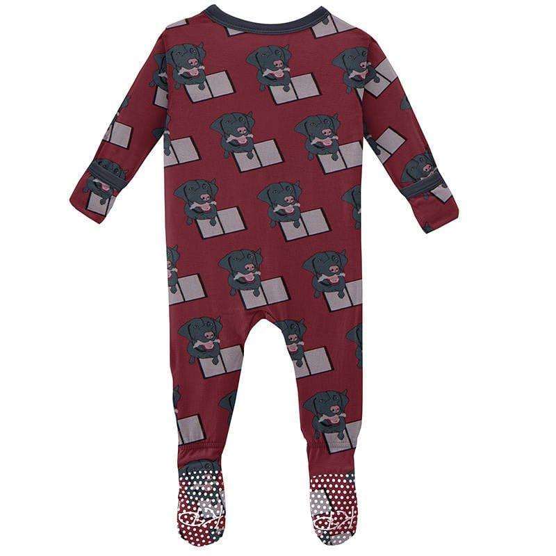 Girl's Print Bamboo Footie with Snaps - Wild Strawberry Dog Ate My Homework - Image 2