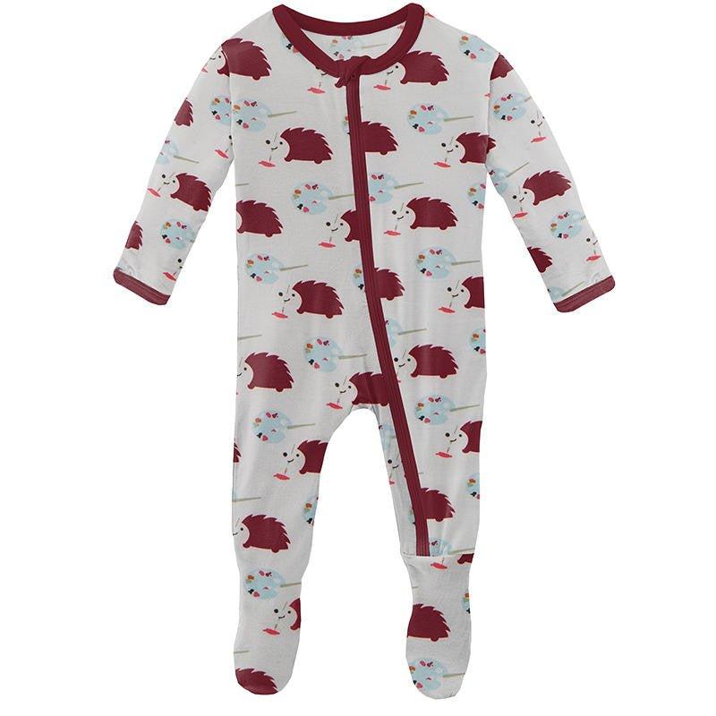 Girl's Print Bamboo Footie with Zipper - Natural Art Class