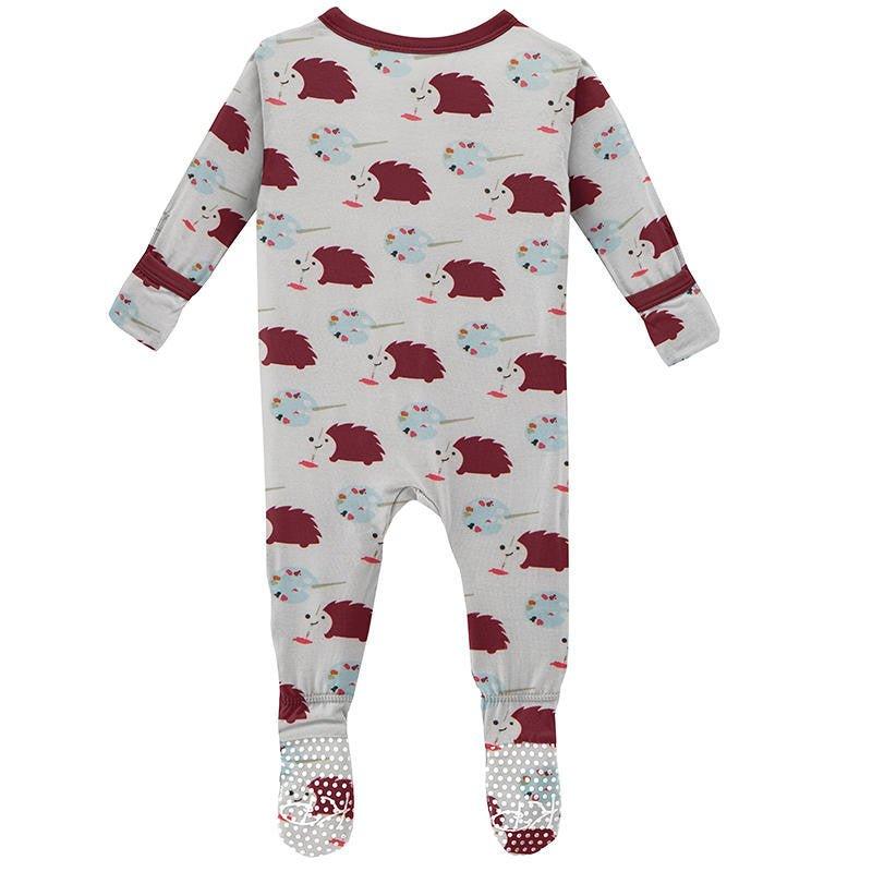 Girl's Print Bamboo Footie with Zipper - Natural Art Class - Image 2