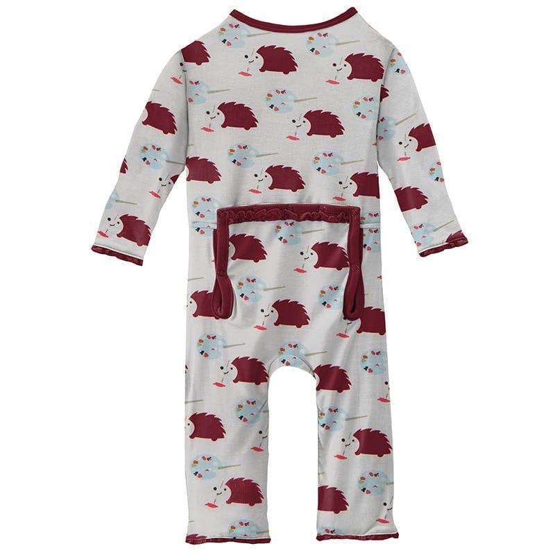 Girl's Print Bamboo Muffin Ruffle Coverall with Zipper - Natural Art Class - Image 2