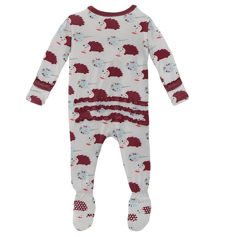 Girl's Print Bamboo Muffin Ruffle Footie with Zipper - Natural Art Class - Image 2