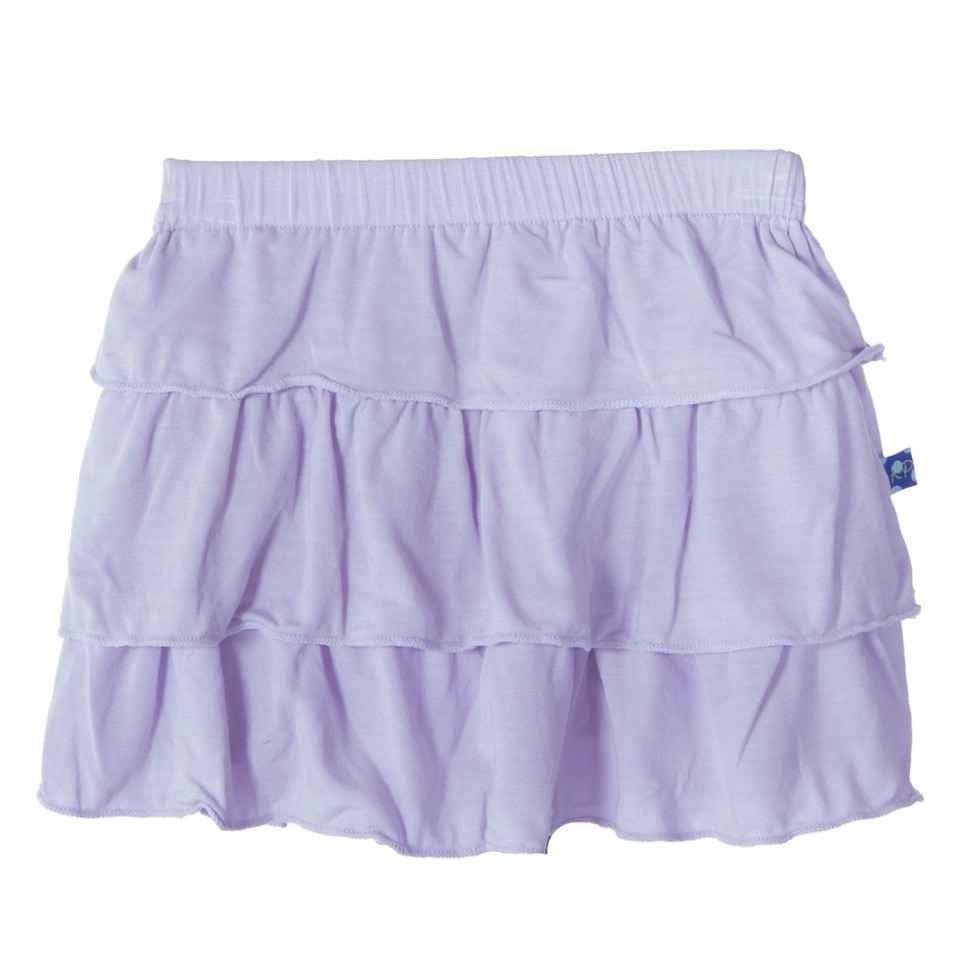 Girls Solid Bamboo Layered Ruffle Skirt, Thistle