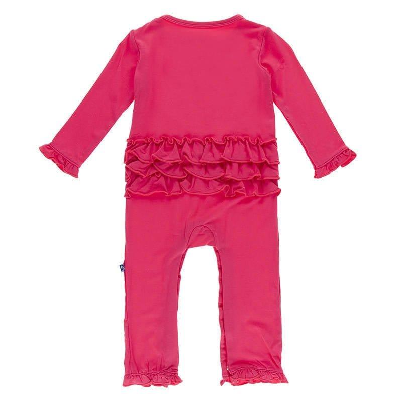 Girl's Solid Bamboo Oh La La Ruffle Romper - Taffy - Image 2