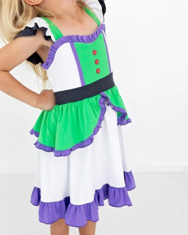 Bamboo Girl's Space Ranger Twirl Dress - Fairytale - Image 2