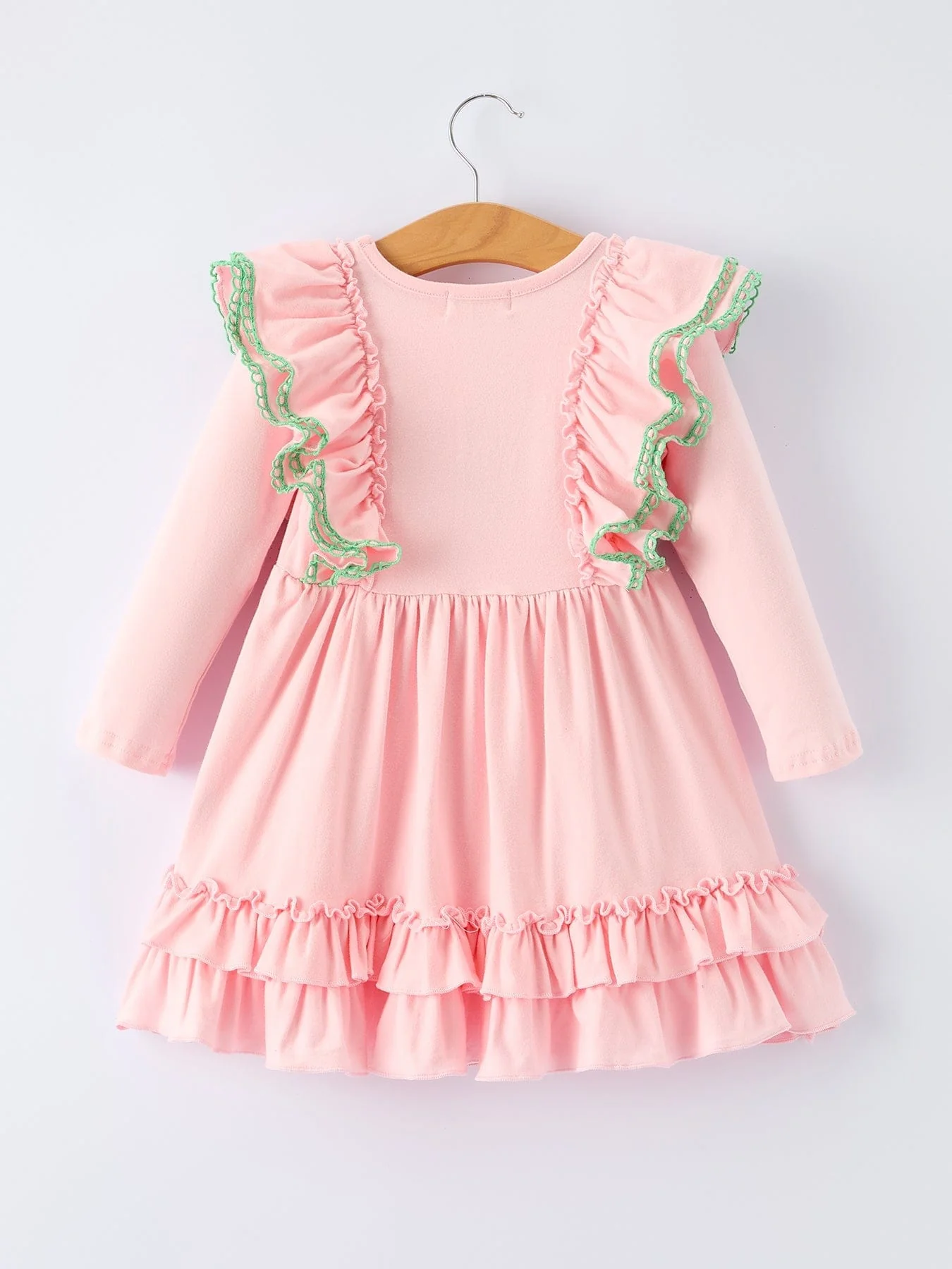 Girls St. Patrick's Day Shamrock Applique Ruffle Girls Dress - Image 2