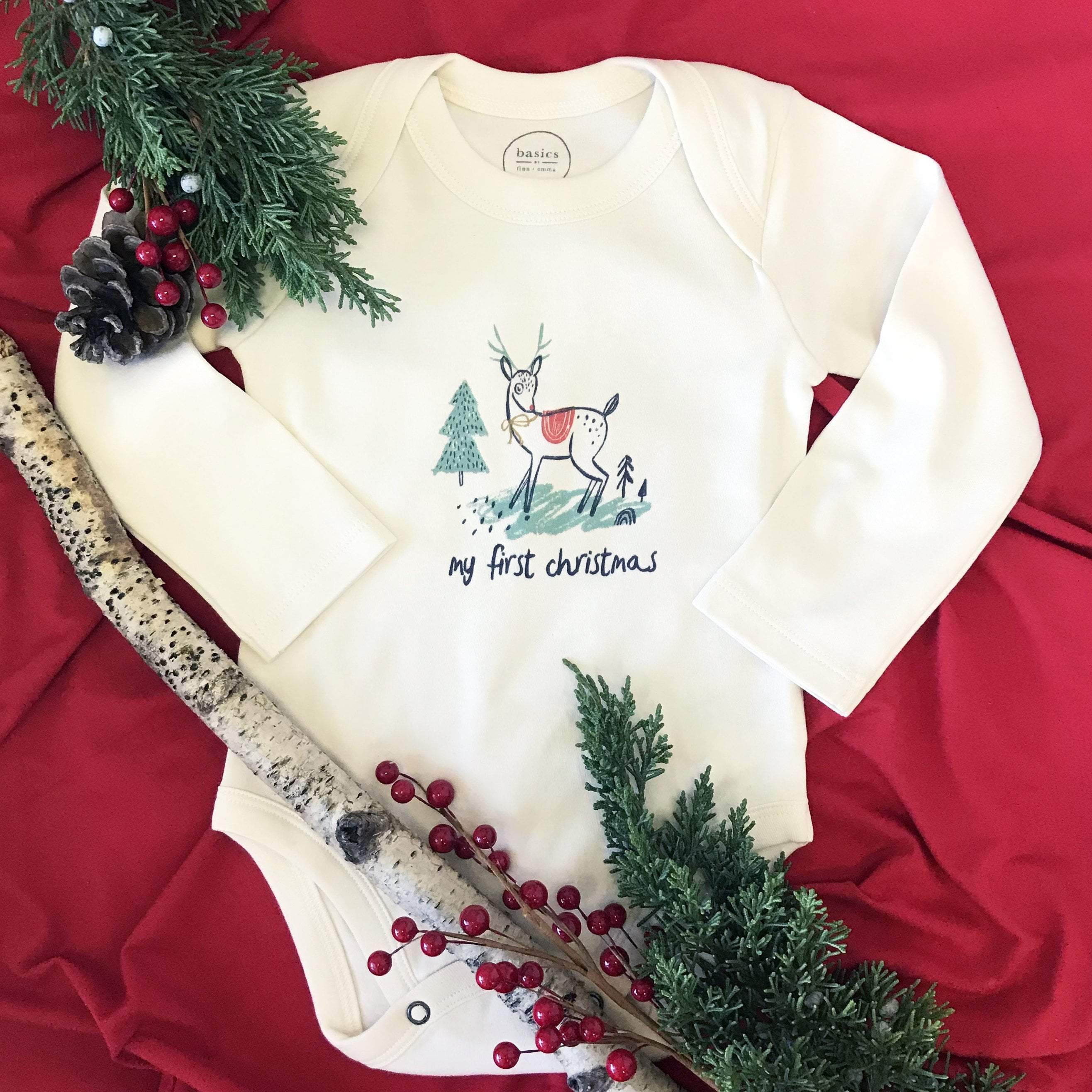 Long Sleeve Graphic Bodysuit - Christmas Deer - Image 2