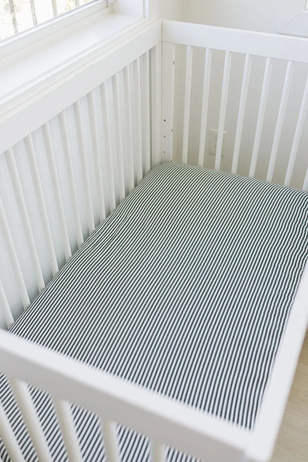 Green Stripes Muslin Crib Sheet - Image 3