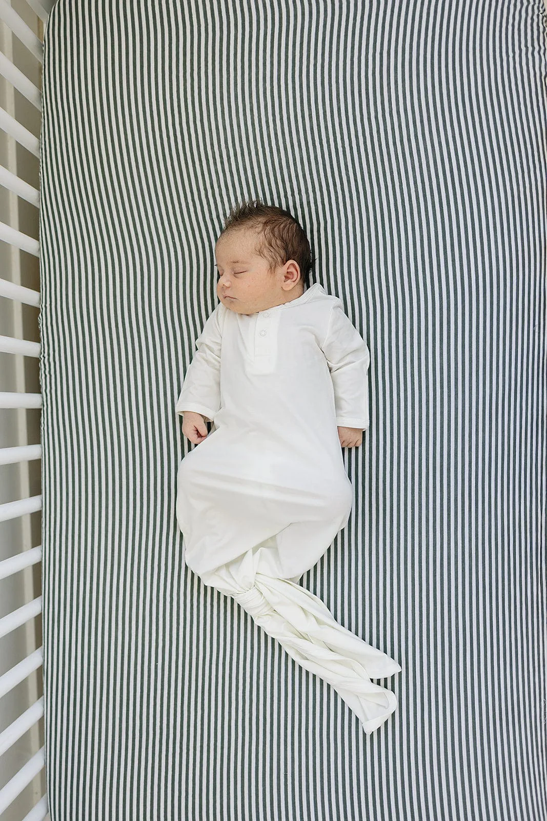 Green Stripes Muslin Crib Sheet - Image 4