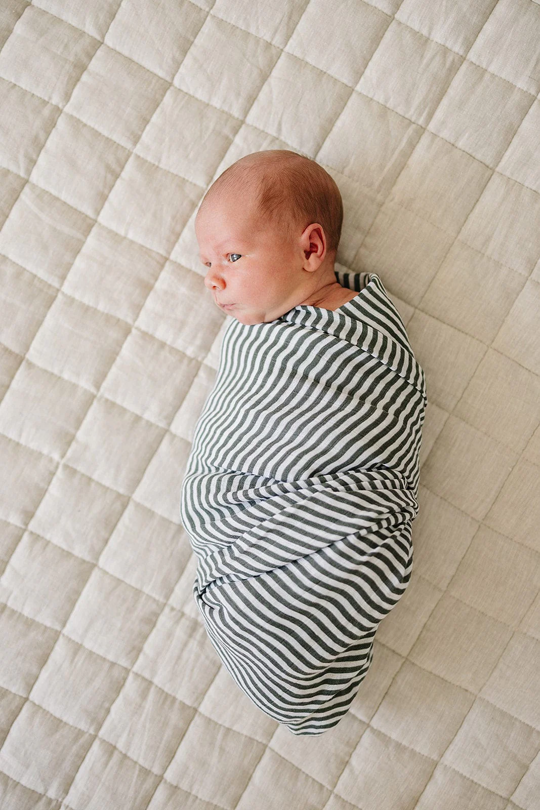 Green Stripes Muslin Swaddle Blanket - Image 2