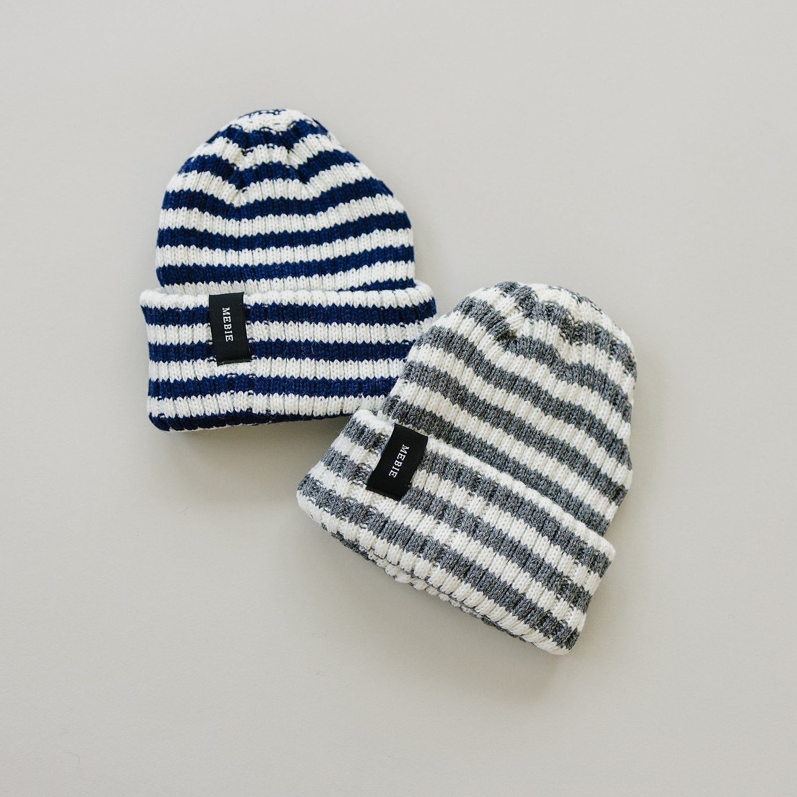 Grey & White Stripe Chunky Knit Beanie - Image 7