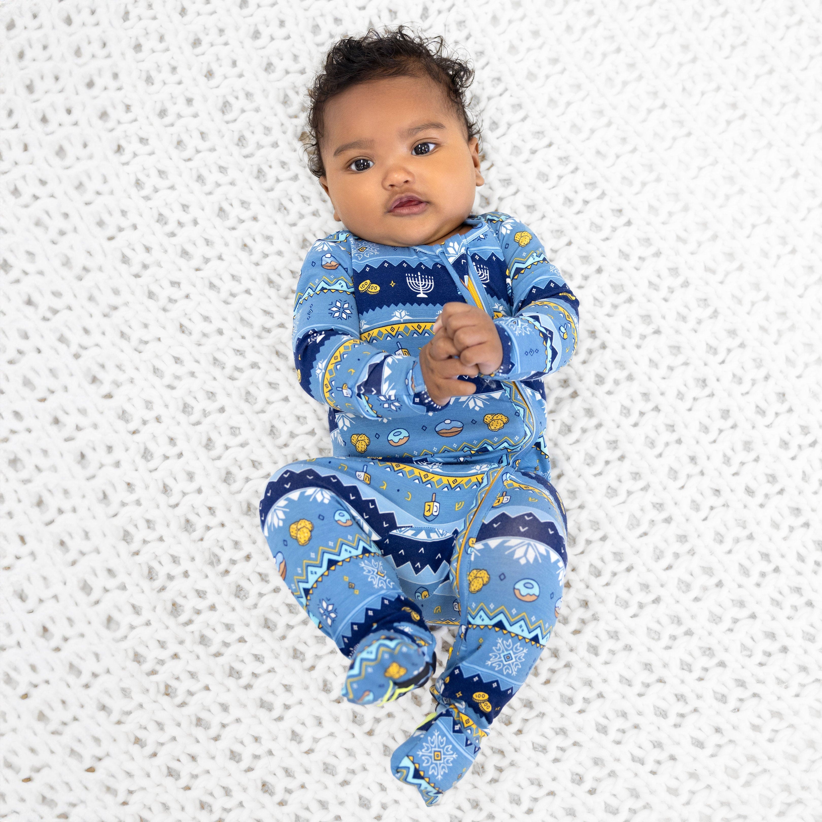 Bamboo Convertible Footie - Hanukkah Fair Isle - Image 2