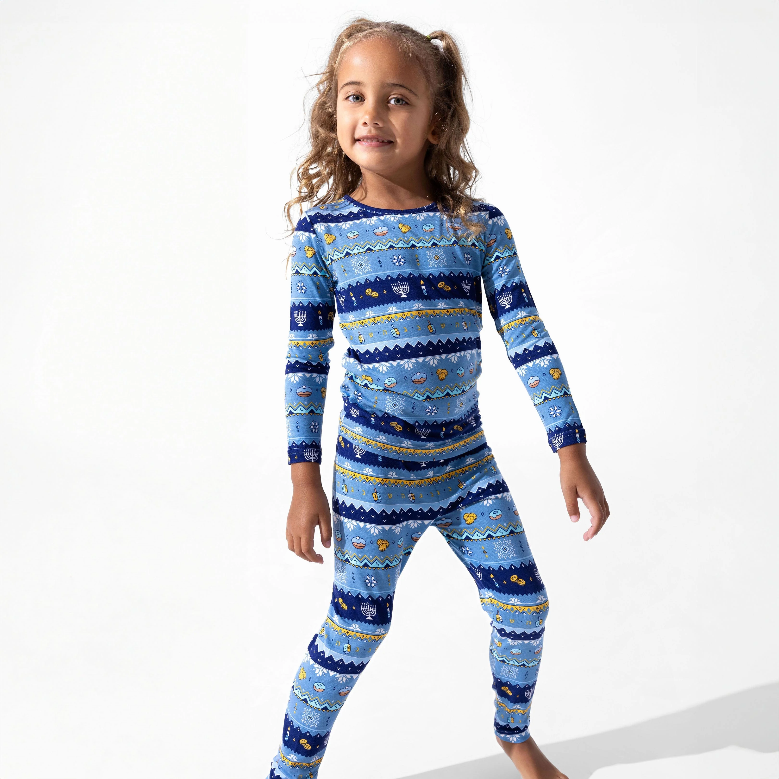 Bamboo Long Sleeve Pajama Set - Hanukkah Fair Isle - Image 2