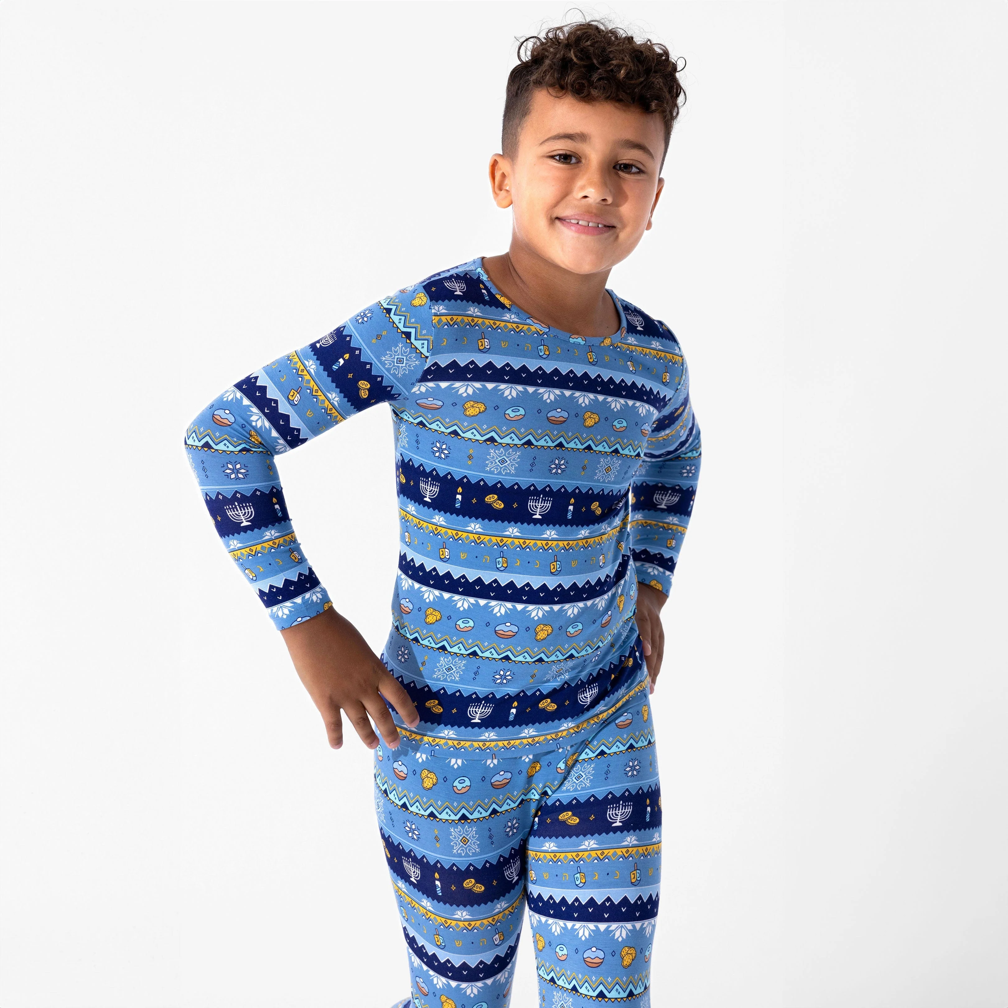 Bamboo Long Sleeve Pajama Set - Hanukkah Fair Isle - Image 3