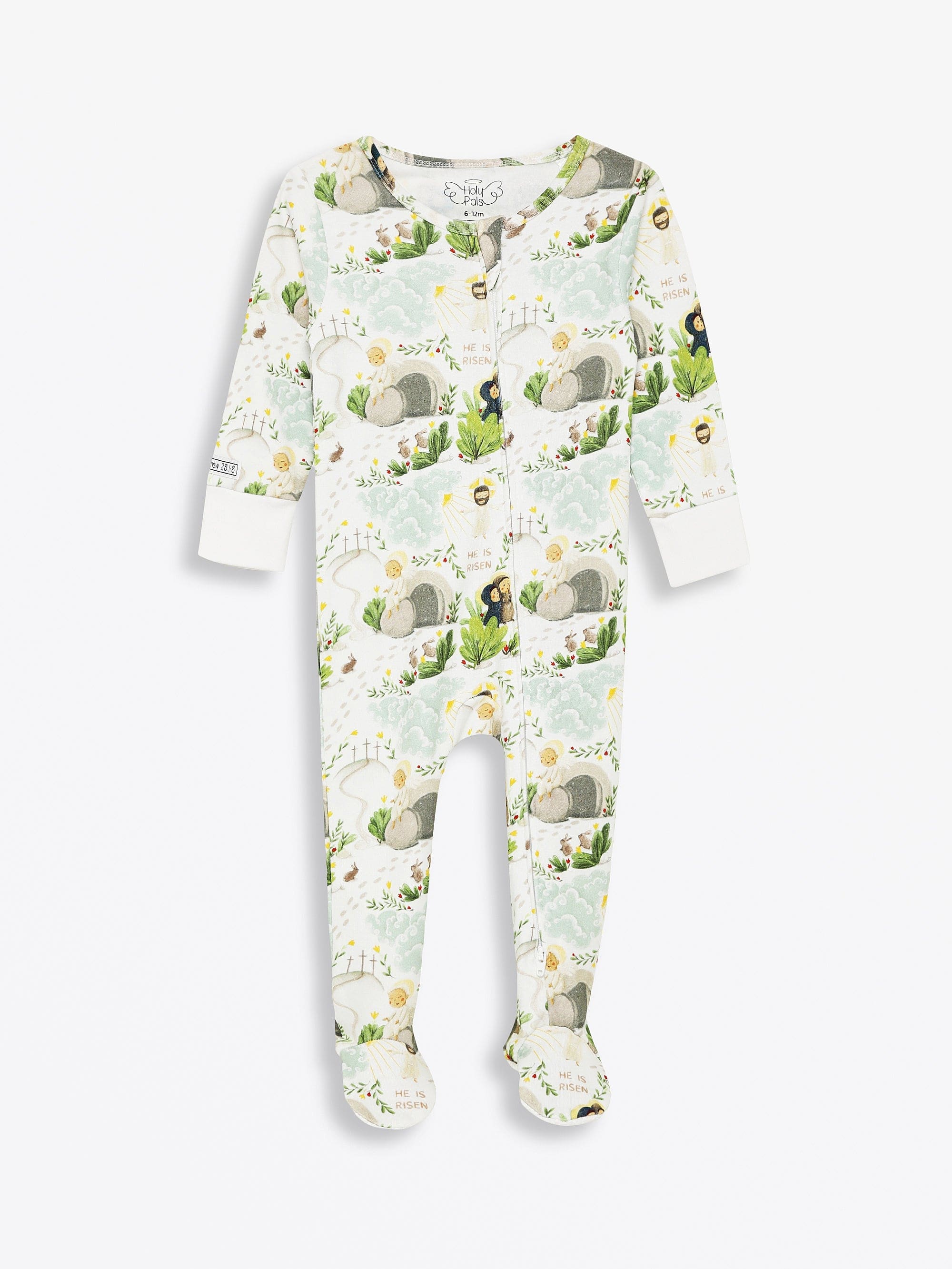 He Is Risen Cotton Footie with 2-Way Zipper - Image 2