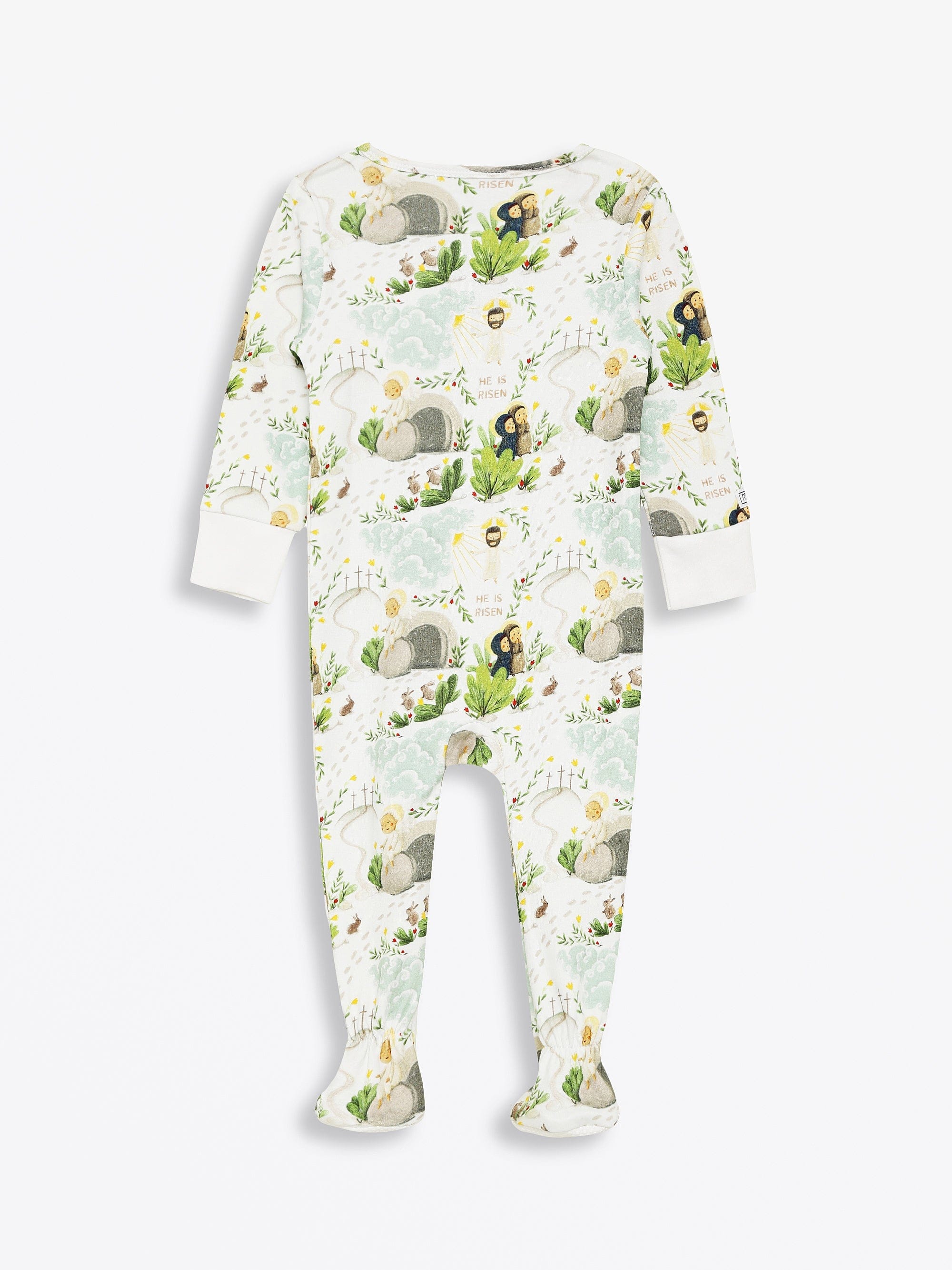 He Is Risen Cotton Footie with 2-Way Zipper - Image 4