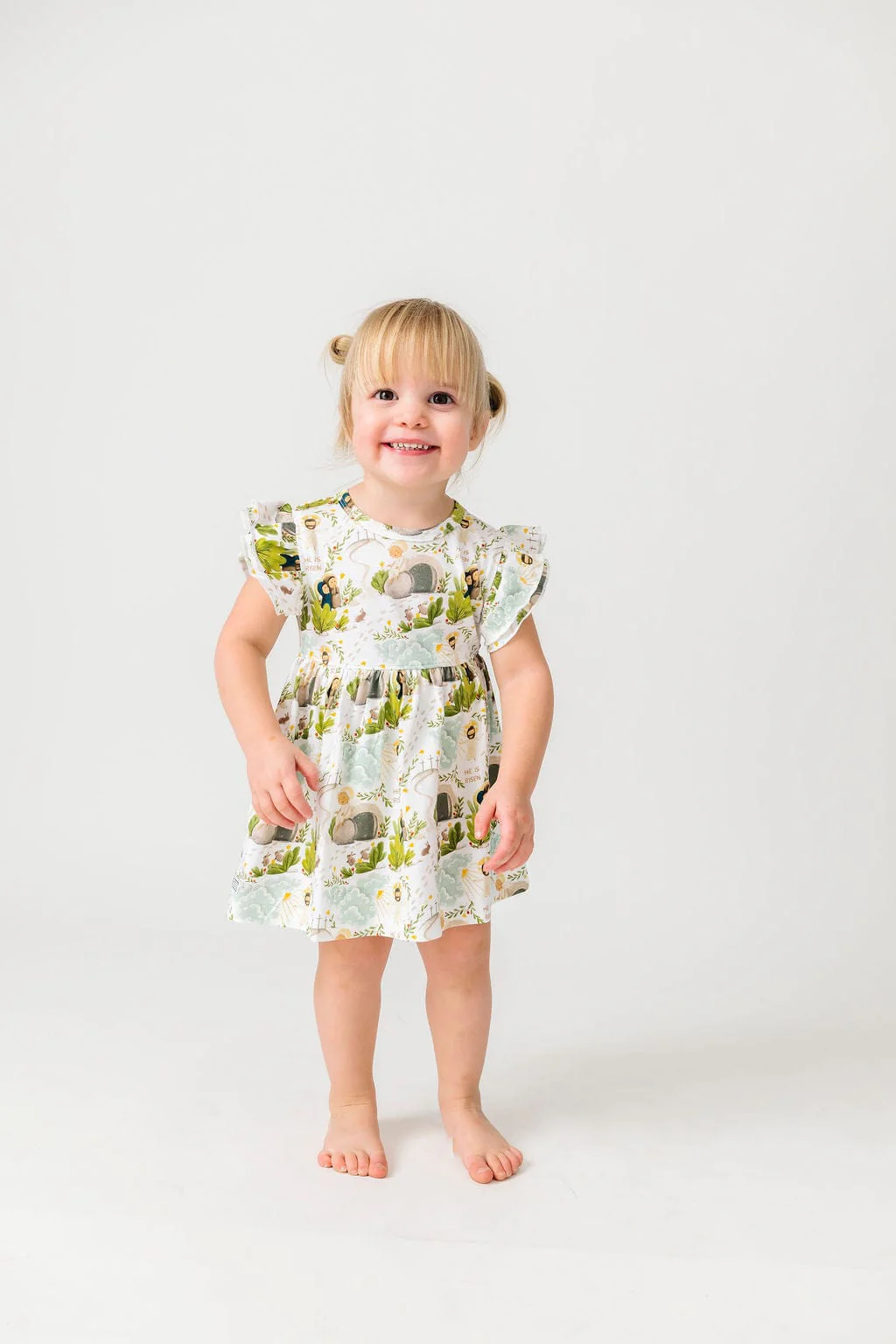 He Is Risen Cotton Short Sleeve Twirl Bodysuit Dress - Image 3
