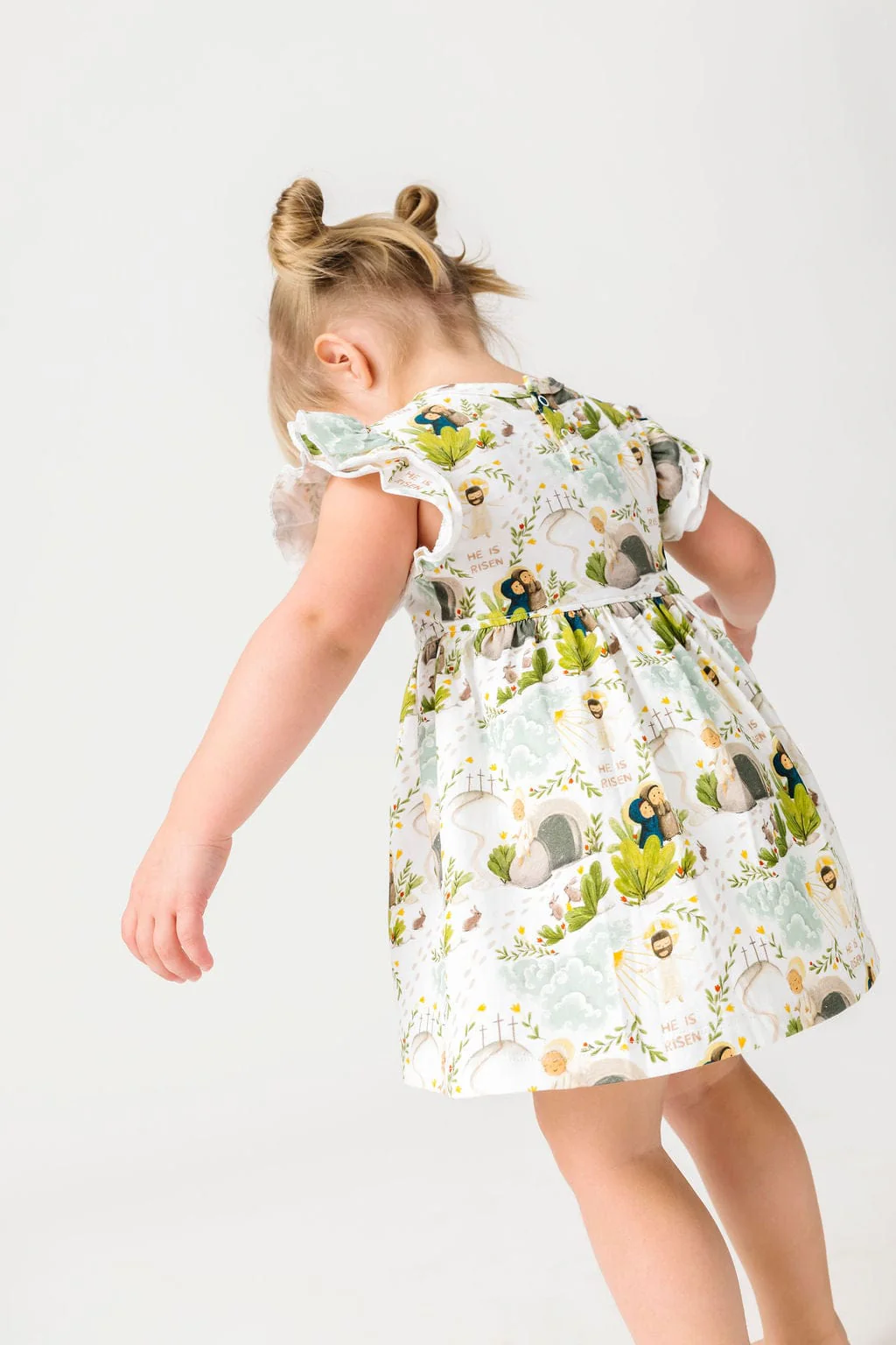 He Is Risen Cotton Short Sleeve Twirl Bodysuit Dress - Image 4