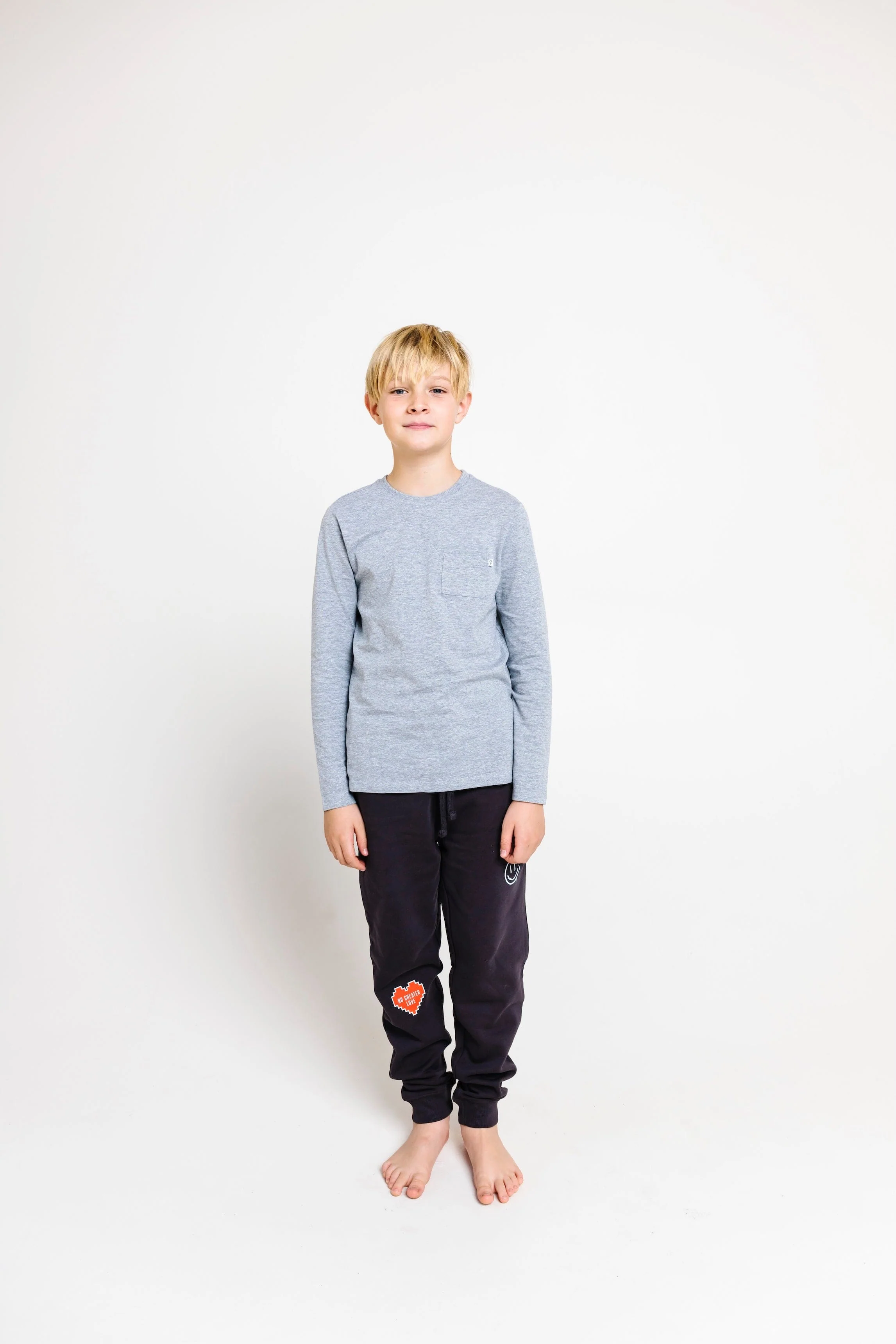 Heather Gray Prayer Cotton Pocket Long Sleeve T-Shirt - Image 3
