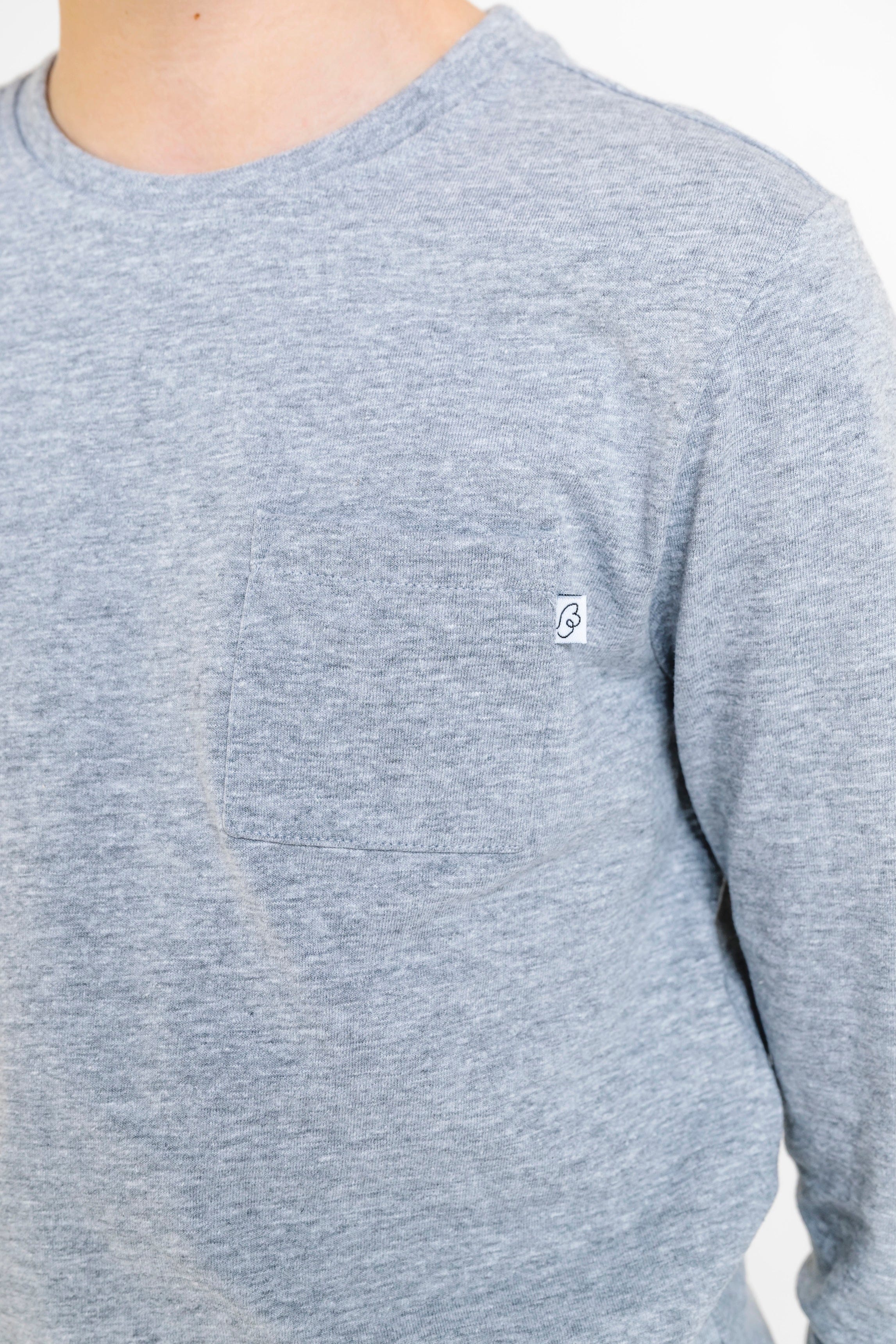 Heather Gray Prayer Cotton Pocket Long Sleeve T-Shirt - Image 5