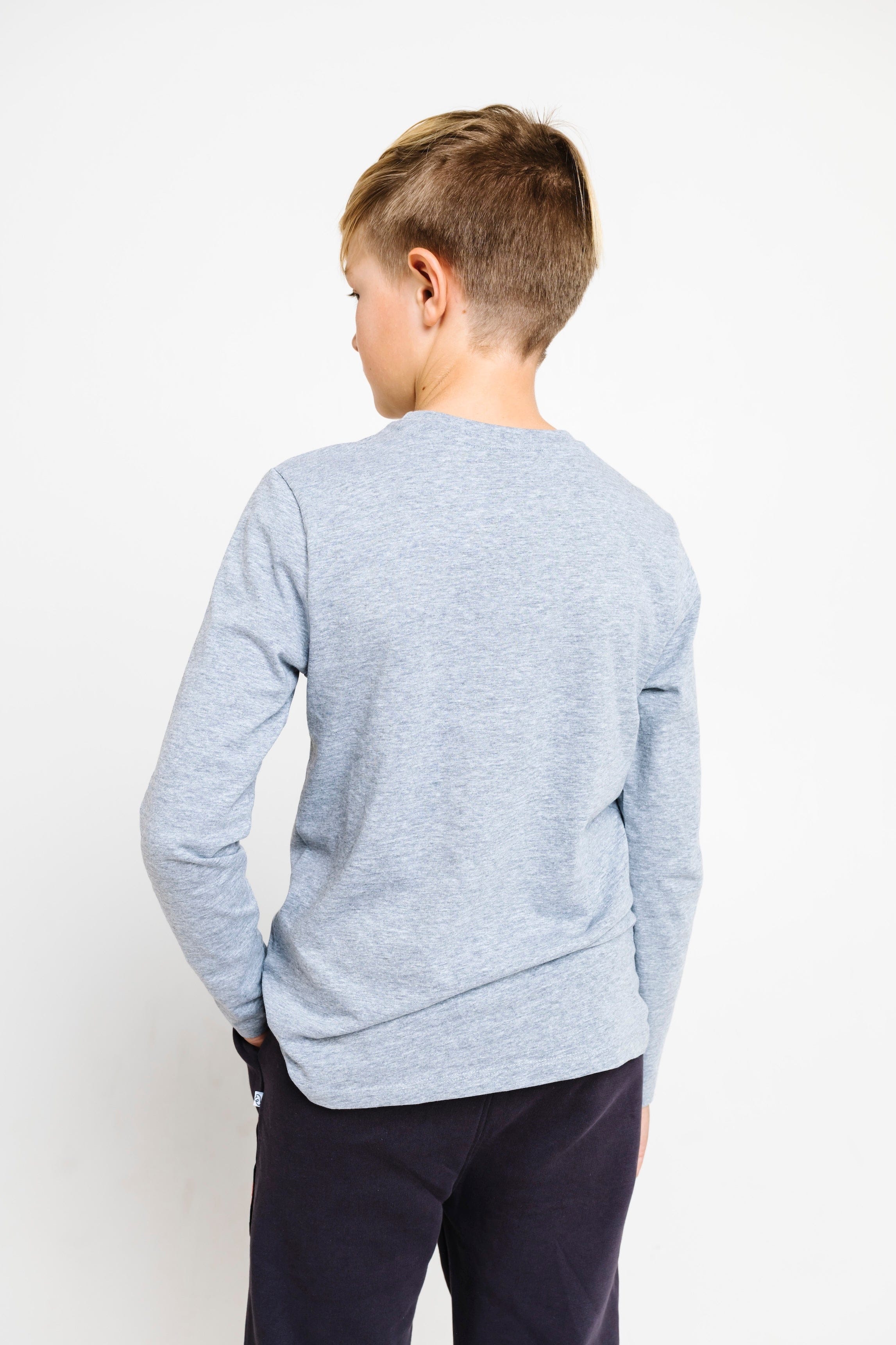 Heather Gray Prayer Cotton Pocket Long Sleeve T-Shirt - Image 7