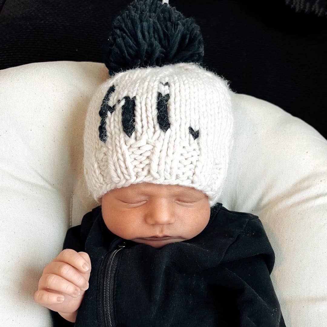Hi. Black Hand Knit Beanie Hat for Baby - Image 4