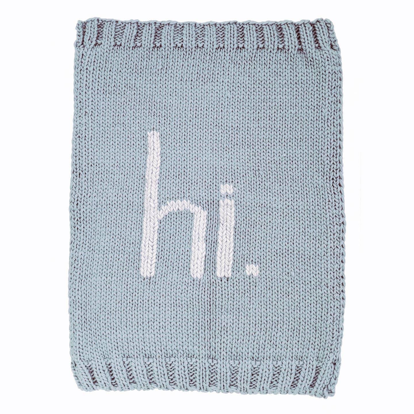 Hi. Hand Knit Baby Blanket - Surf Blue - Image 3