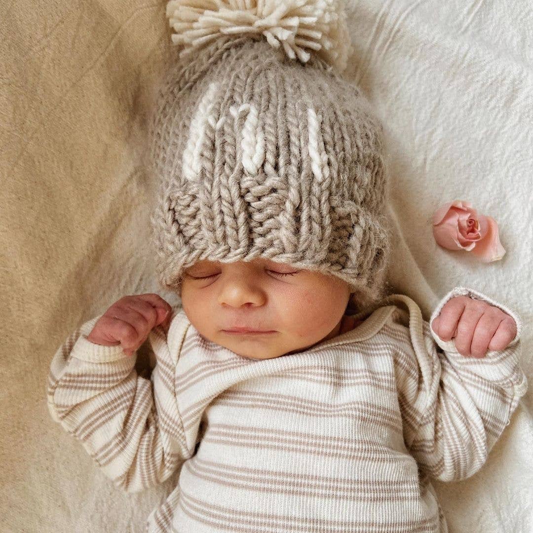 Hi. Pebble Brown Hand Knit Beanie Hat for Baby - Image 3