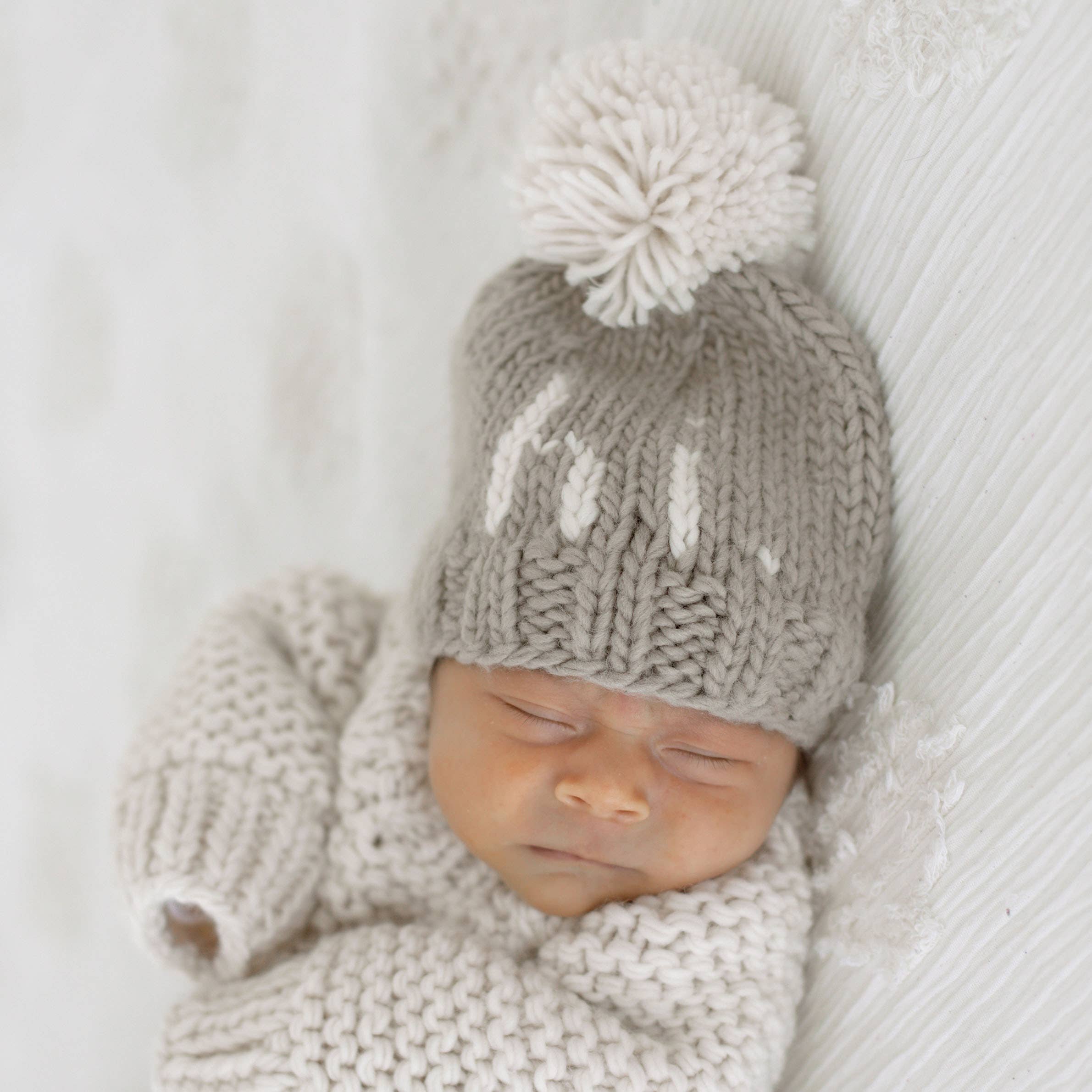 Hi. Pebble Brown Hand Knit Beanie Hat for Baby - Image 4
