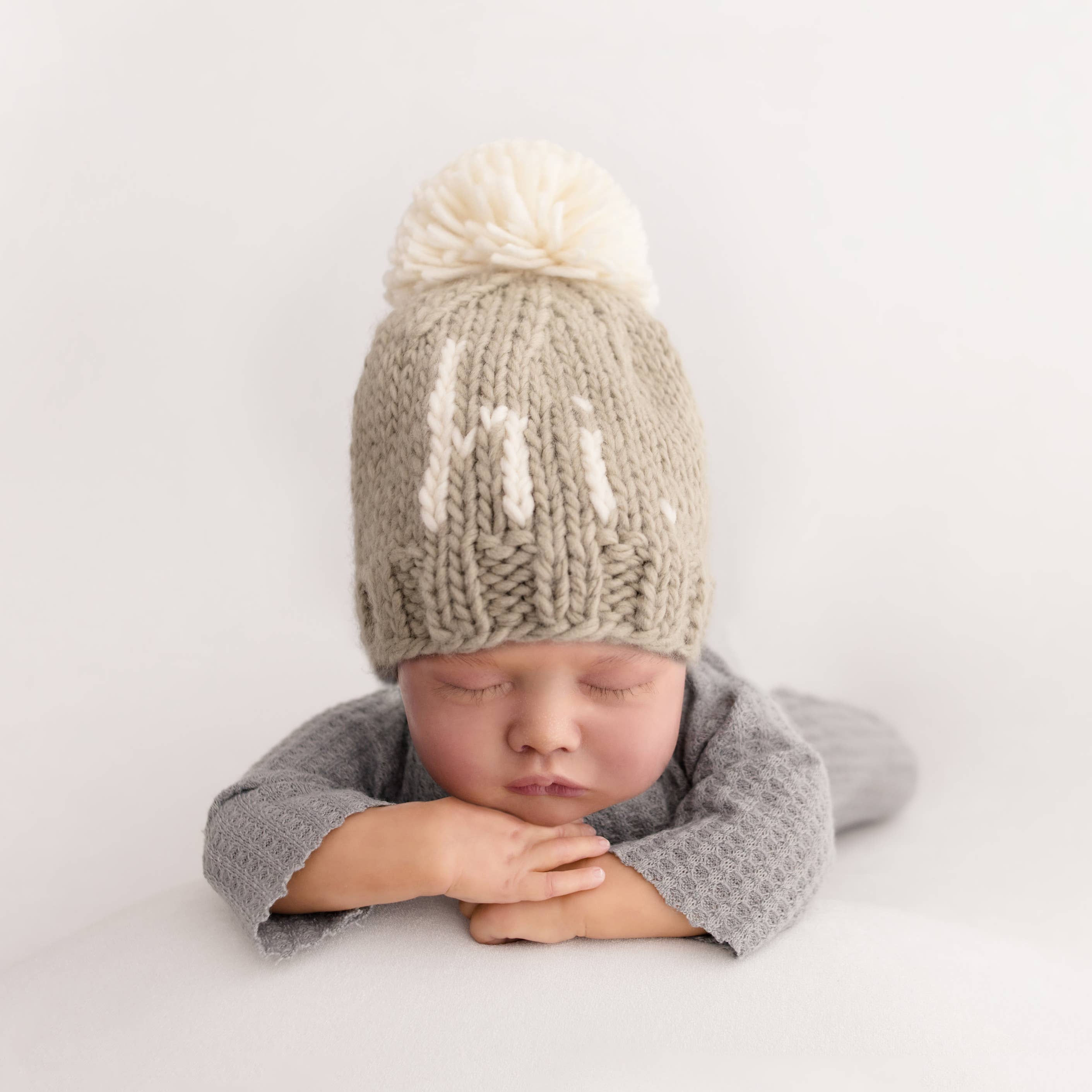 Hi. Pebble Brown Hand Knit Beanie Hat for Baby - Image 5