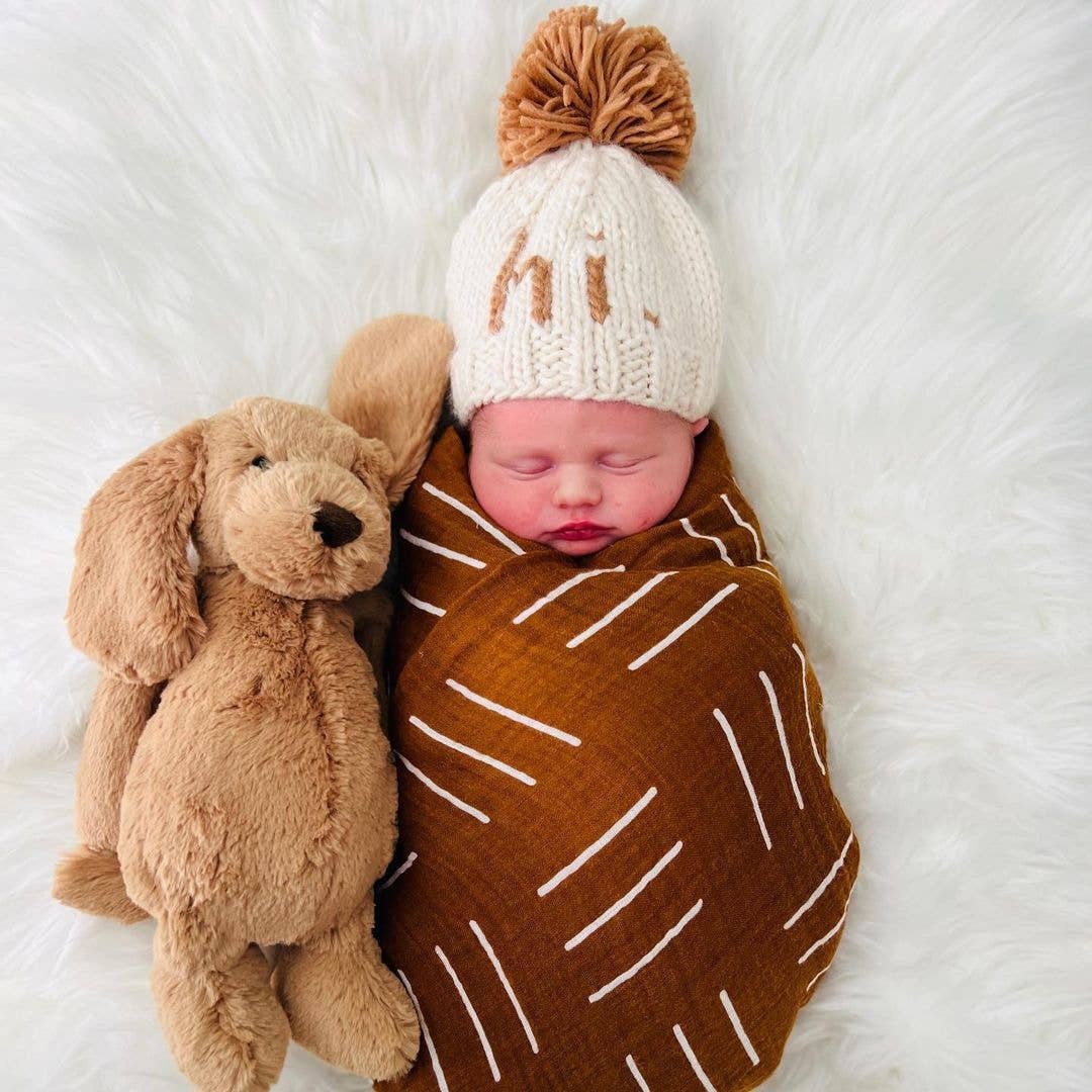 Hi. Pecan Hand Knit Beanie Hat for Baby - Image 2