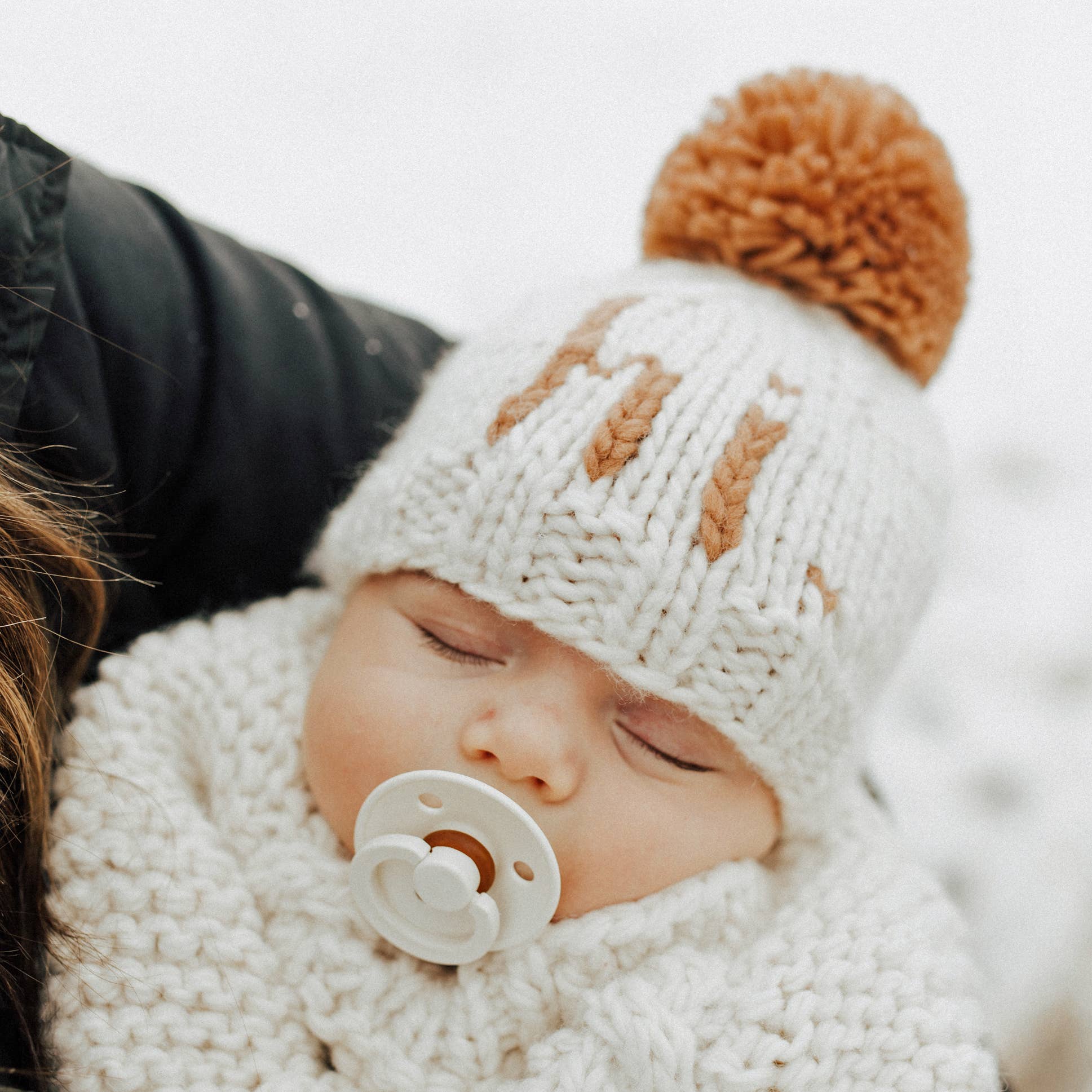 Hi. Pecan Hand Knit Beanie Hat for Baby - Image 3