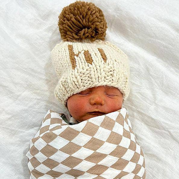 Hi. Pecan Hand Knit Beanie Hat for Baby - Image 6