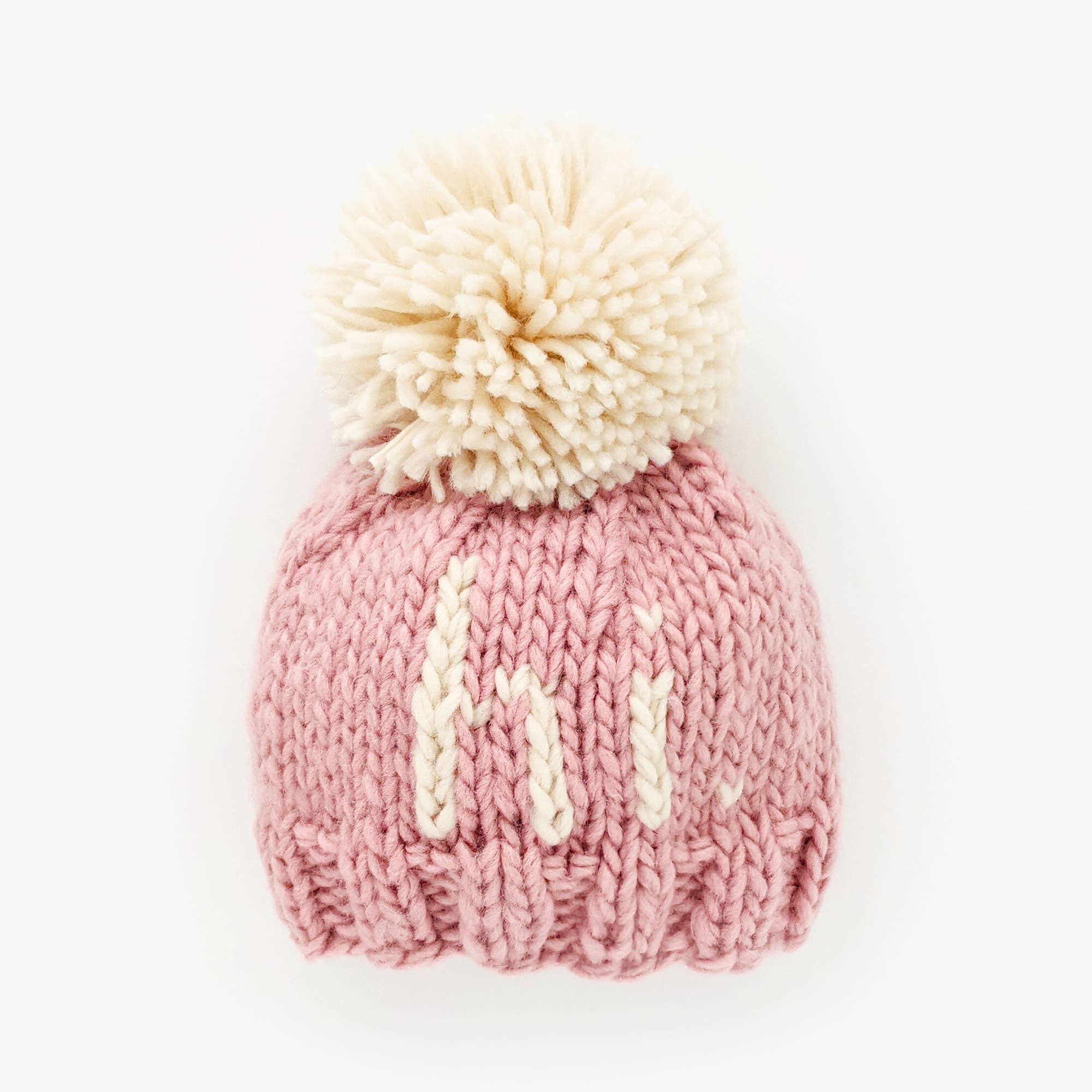 Hi. Rosy Hand Knit Beanie Hat for Baby